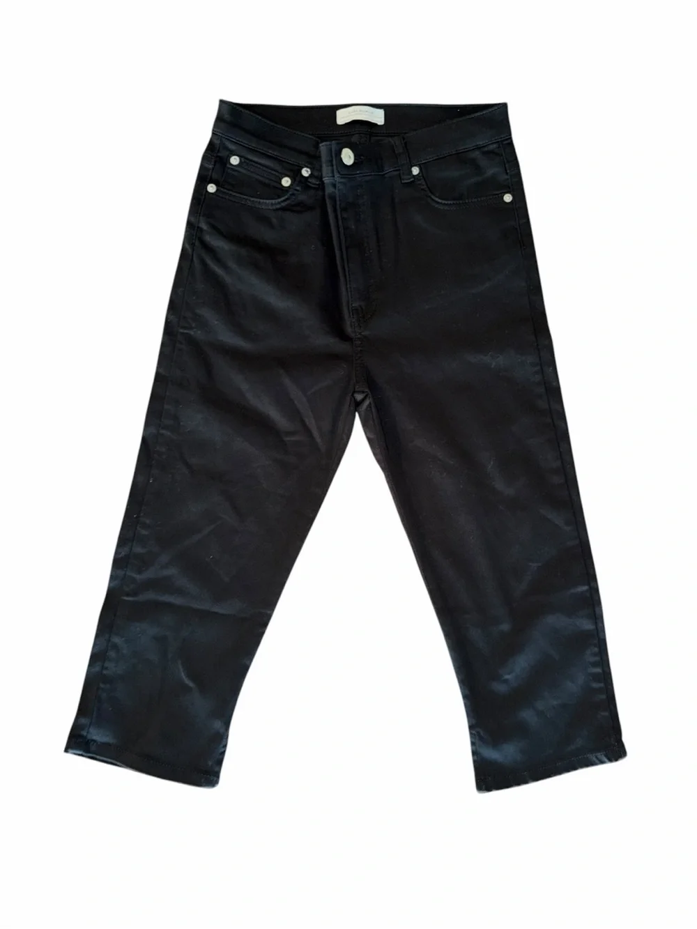 Zara Woman Black Stretch Capri Pants Cropped Slim Fit Size 4 - Picture 3 of 11